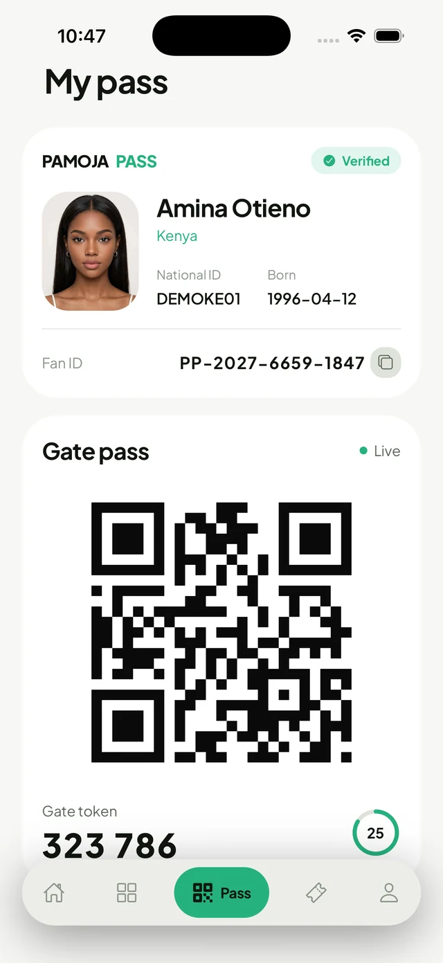 A Fan ID and gate pass